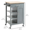 Kitchen Island, Compact Kitchen Cart on Wheels with Open Shelf & Storage Drawer for Dining Room, Kitchen, White