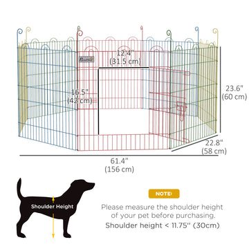 Metal Pet Playpen Portable Hexagon Dog Exercise Fence Multi-colored