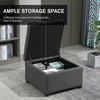 Tufted Storage Ottoman, Upholstered Accent Bench Seat, Cube Storage Box, Footrest Stool, Dark Grey