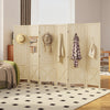 Wooden Room Divider with Pegboard Display, 6 Panel Folding Privacy Screen for Home Office, Natural Wood