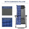 Reclining Zero Gravity Chair with Adjustable Backrest, Folding Garden Sun Lounger, Outdoor Recliner with Removable Cushion and Headrest, Dark Blue