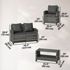 4-Piece Outdoor Wicker Patio Furniture Conversation Set, Includes Loveseat, Chairs and 2-Tier Table with Cushions, Modern Rattan Sofa Set for Backyard