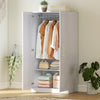 Wardrobe Cabinet with Hanging Rod, Anti-Tipping and 2 Barn Doors, Farmhouse Wardrobe Closet for Bedroom