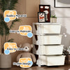 4 Tier Kids Toy Organizer and Storage Bins with 4 Plastic Drawers, Cream White