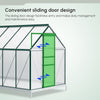 6' x 12' x 6.5' Walk-in Greenhouse, Polycarbonate Greenhouse with Adjustable Roof Vent, Base, Sliding Door, Green