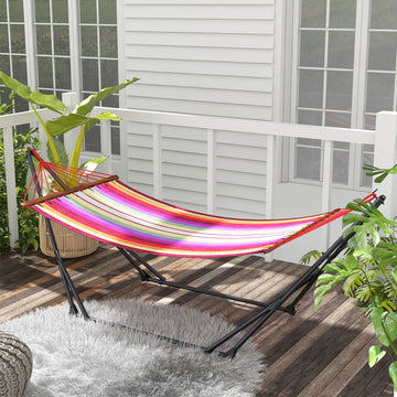 Foldable Hammock Stand, Portable 2 in 1 Hammock Chair Stand Only with Carry Bag, Load Capacity 120kg, for Patio, Black
