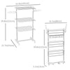 3-Tier Foldable Clothes Drying Rack, Stainless Steel Laundry Rack with 2 Side Wings and 6 Castors, Collapsible Adjustable Clothes Airer for Indoor Outdoor, White