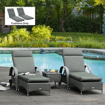 Outdoor Lounge Chair Cushion Set of 2, Non-Slip Chaise Lounge Cushions, Sun Lounger Pads, 77.2