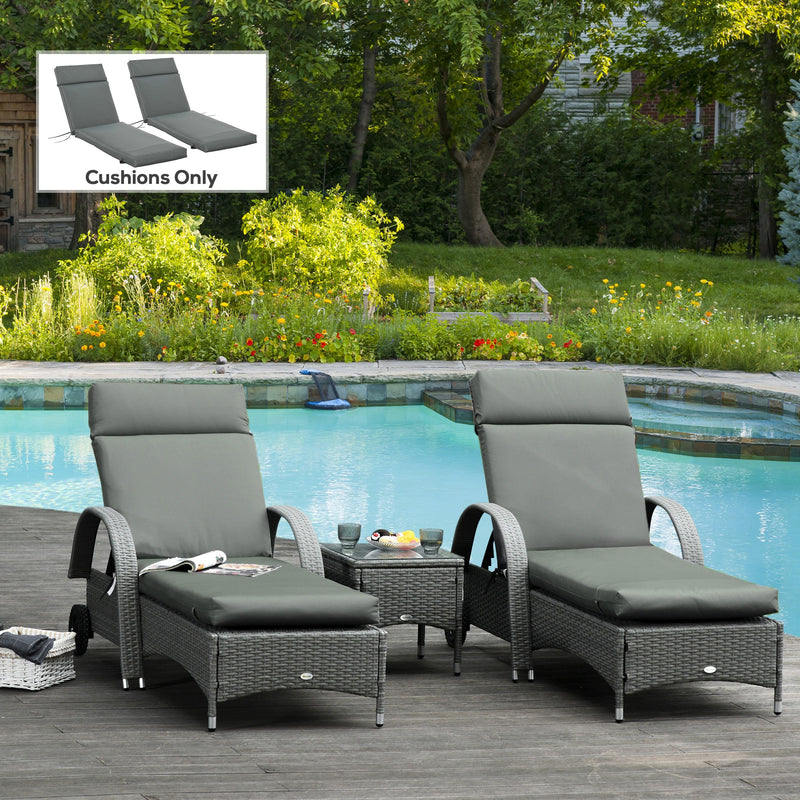 Outdoor Lounge Chair Cushion Set of 2, Non-Slip Chaise Lounge Cushions, Sun Lounger Pads, 77.2