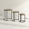 Nesting Coffee Tables Set of 3, Stacking Round Side Tables with Steel Frame for Living Room