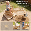 Qaba Wooden Sandbox with Digger, Kids Sandbox with 360° Rotating Seat & Bottom Liner, 72