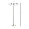 Arc Tree Floor Lamp with 5 Adjustable Rotating Lights, Modern Standing Gooseneck Reading Light for Living Room Bedroom Office, Satin Nickel