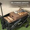 Collapsible Folding Garden Cart, Heavy Duty Lawn Wagon with Universal Wheels and Adjustable Handle, Black