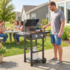 2 Burner Propane Gas Grill with Wheels, 18,400 BTU Portable BBQ Grill with Foldable Side Shelves, Warming Rack, Black