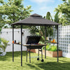 8' x 5' BBQ Grill Gazebo Tent with Double Tiered Canopy for Outdoor Sun Shade, Dark Grey