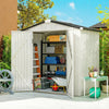 6.5' x 4' Outdoor Storage Shed, Metal Garden Shed with Lockable Double Doors, 4 Vents, White