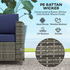 Causeuse de patio de luxe en osier à 2 places, canapé d'extérieur en rotin tout temps avec coussin pour balcon, terrasse, jardin et bord de piscine, gris