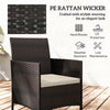 Wicker Bistro Set, 3 Piece Patio Furniture Set with 2-Tier Glass Top Table, Cushions for Balcony, Porch, Khaki