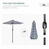 Patio Sun Umbrella, Outdoor Parasol with 6 Ribs, Blue Stripes