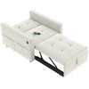 Convertible Chair Bed, Pull Out Sleeper Chair with USB, Adjustable Backrest, Small Velvet Futon Sofa Bed