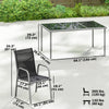 7 Piece Garden Dining Set, Garden Furniture Set with Rectangle Table and 6 Stackable Chairs, Silver And Black