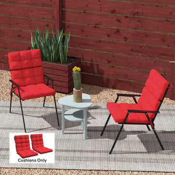 2-Piece Back Seat Cushion Replacement, Outdoor Patio Chair Cushions Set with Ties, Button Tufted, Red