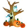 Inflatable Halloween Decoration Haunted Tree with Owl, Ghost, Pumpkins, Blow-Up Outdoor LED Display for Lawn, Garden, Party