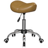 Adjustable PU Leather Saddle Chair with 360° Swivel, Healthy Posture, Saddle Chair for Massage Home Office, Light Brown