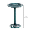27'' Bird Bath Outdoor Resin Decor with Fleur De Lis Pattern, Time-Worn Finish