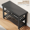 Bamboo Shoe Storage Bench, 3-Tier Entryway Bench with 2 Storage Shelves for Hallway, Holds 6 Pairs, Black