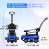 3 in 1 Kid Ride on Push Car Sliding Car, Ride on Toy for Boy Girl Toddlers 1-3 Years Old, with Horn Music Light Function Secure Bar, Blue