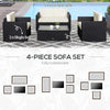 4 Pieces Sectional Patio Furniture Set, Rattan Wicker Patio Chairs Outdoor Coffee Set with Cushions, Cream White