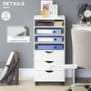 Vertical Filing Cabinet, Mobile File Cabinet on Wheels with 3 Drawers and 4 Open Shelves, Printer Stand with Lockable Casters for Home Office, White
