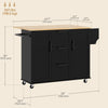 Rolling Kitchen Cart on Wheels with Drop Leaf, Kitchen Island with 3 Drawers, Solid Wood Top and Towel Rack