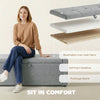Storage Ottoman Bench, Linen-Look Fabric Upholstered Ottoman with Storage, Wide Padded Seat, Light Grey