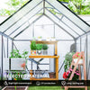 6' x 12' x 6.5' Walk-in Greenhouse, Polycarbonate Greenhouse with Adjustable Roof Vent, Base, Sliding Door, Grey