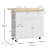 Kitchen Island with Power Outlet and Drop Leaf, Rolling Kitchen Cart with 2 Drawers and Adjustable Shelves