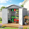 4.5' x 6' Plastic Garden Storage Shed with Latch Door, Vents, Sloped Roof, Light Grey