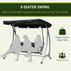 3-Seater Outdoor Swing Chair Bench with Adjustable Canopy, Black