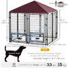Outdoor Dog Kennel, Lockable Pet Playpen Crate, Welded Wire Steel Fence, Rotating Bowl Holders, Red