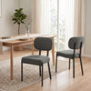 Upholstered Linen Fabric Kitchen Chairs, Modern Dining Chairs Set of 2 with Metal Legs, Grey