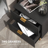 Bedside Table, Modern Nightstand with 2 Drawers, Side End Table with Metal Legs for Living Room, Bedroom