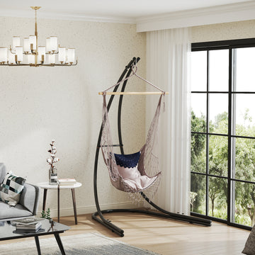 Hammock Chair Stand, Heavy Duty Steel Hanging Chair Stand for Swing Chair, Egg Chair Stand with Extra Large Base, Black