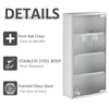 Wall Mount Medicine Cabinet, Bathroom Cabinet with 3 Tier Shelves, Stainless Steel Frame and Glass Door, Lockable with 2 Keys, Silver, 12