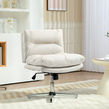 Armless Office Chair, Criss Cross Chair with Adjustable Height & Tilt Function for Home Office, Study, Light Grey