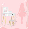 Qaba Kids Vanity Set with Mirror and Stool, Makeup Dressing Table with Drawers for Children Aged 3-6 Years, White