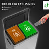 2 x 20 Liter Garbage Bin, Stainless Steel Garbage Can with Soft-Close Lid and Removable Inner Buckets, Silver