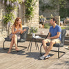 Outdoor Bistro Set, 3 Piece Patio Furniture Set with 2 C Spring Chairs and Round Table for Balcony, Light Grey