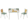 Qaba 3-Piece Kids Table and Chair Set with Animal Pattern for Boys and Girls Aged 3-8, Bedroom, Nursery, Playroom, Green