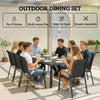 Outdoor Dining Sets for 8 with Stackable Chairs, Patio Dining Set with Glass Top Table for Garden, Patio, Backyard, Black